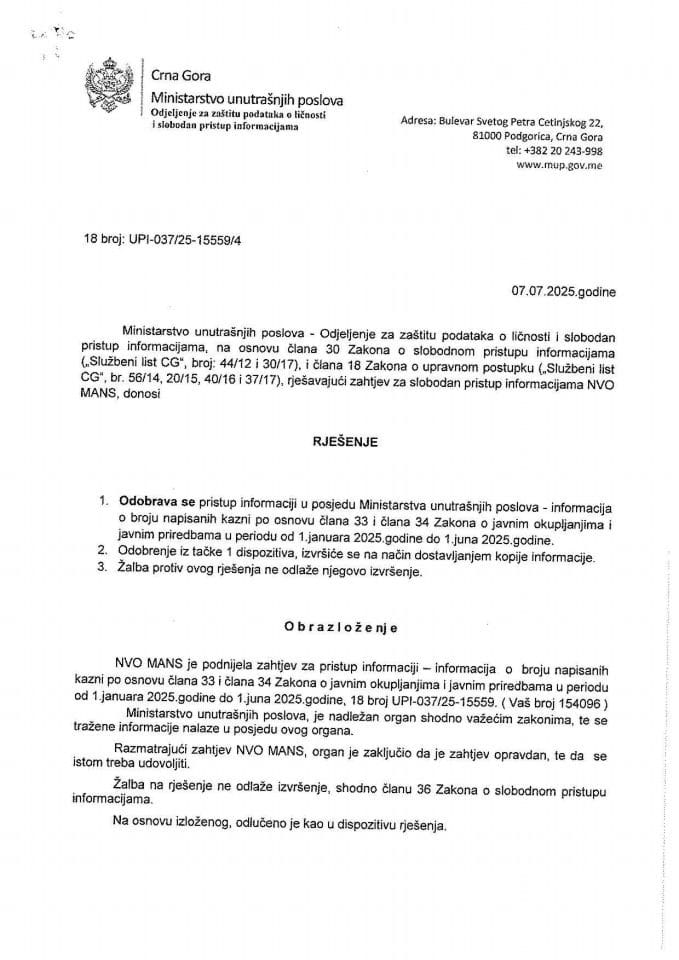 Rješenje 18 broj UPI 037-25-15559-4