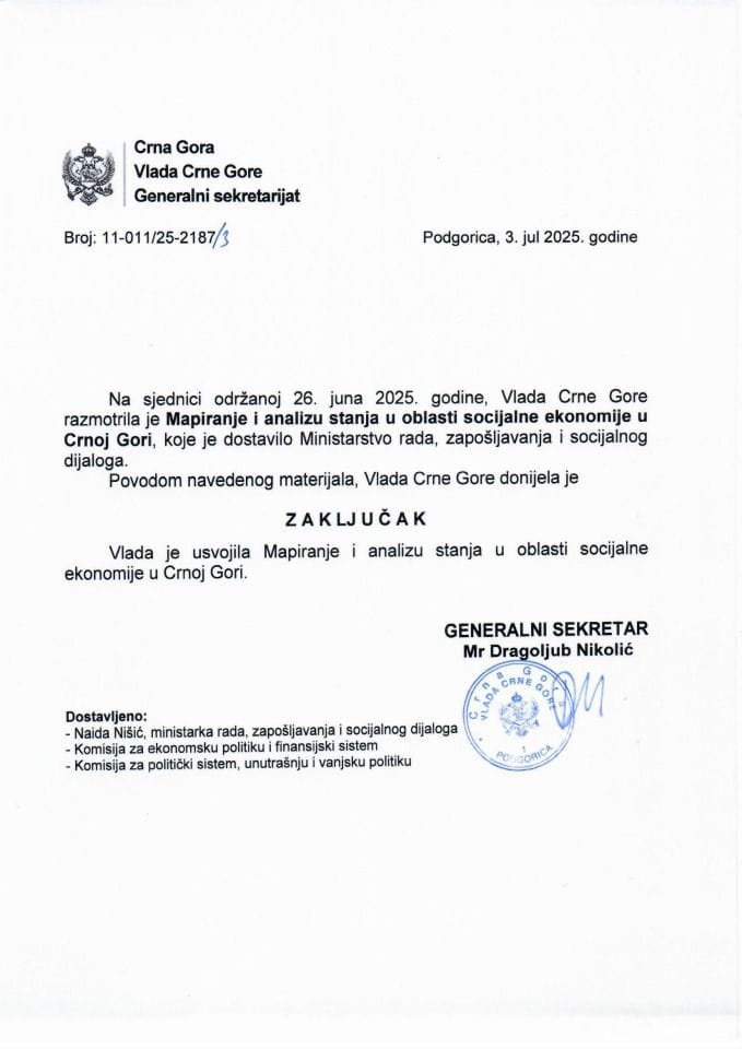 Мапирање и анализа стања у области социјалне економије у Црној Гори - Закључци
