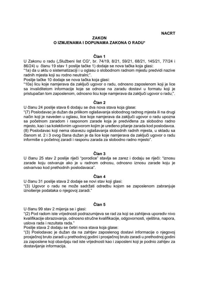 11.7.2025. godine NACRT ZAKONA O RADU JAVNA RASPRAVA - 2 direktive