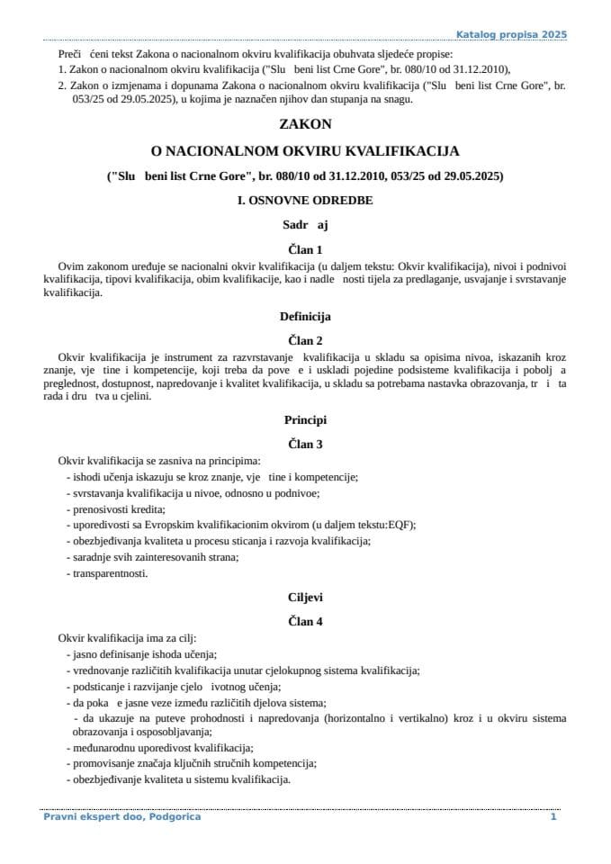 Zakon o nacionalnom okviru kvalifikacija