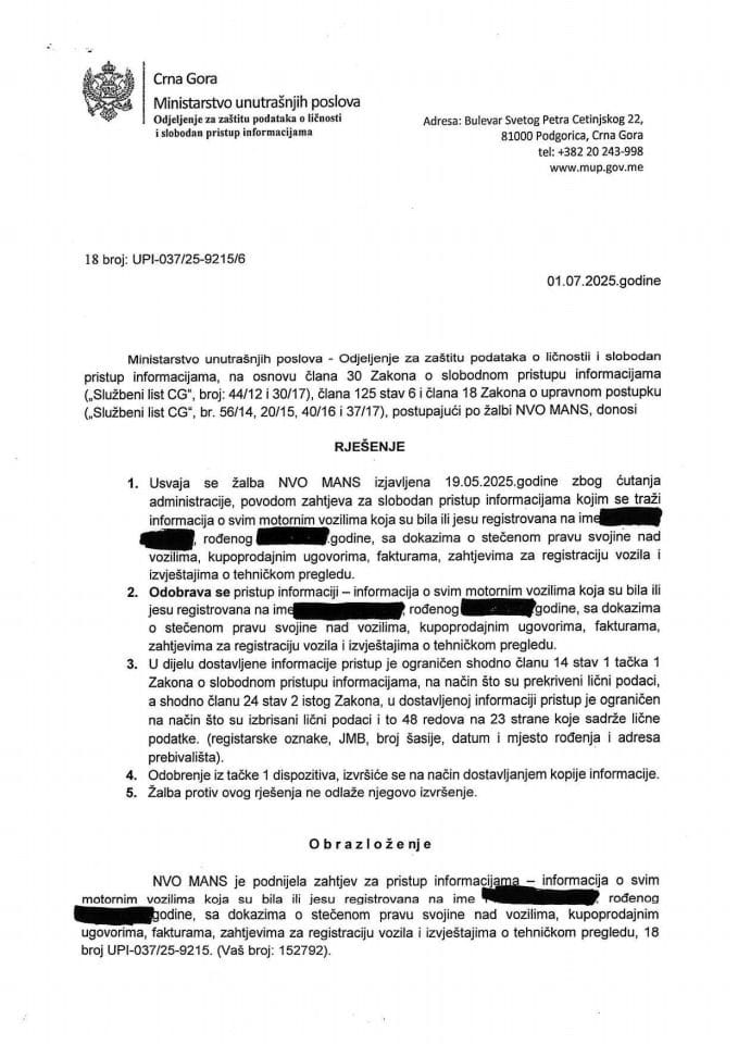 rješenje br. 18-UPI-037/25-9215/6