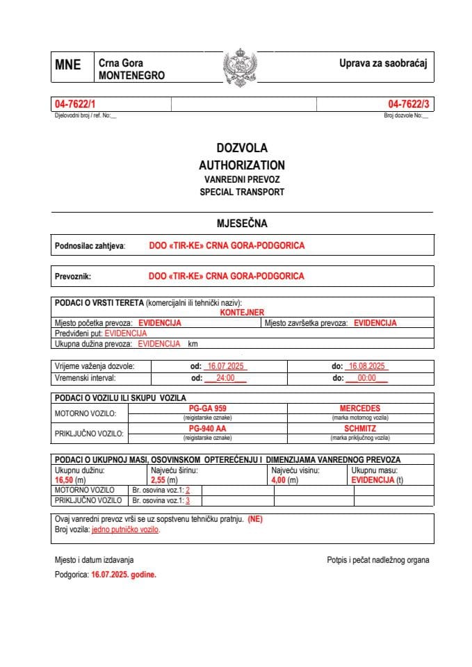 TIR-KE 04-7622-jul-mjesečna