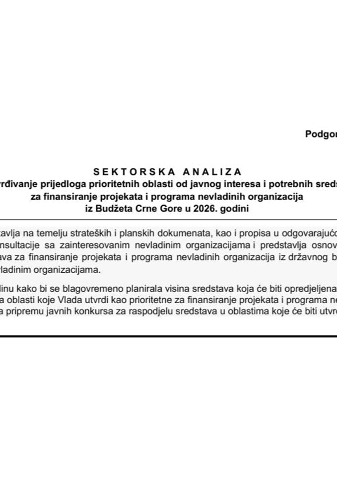 Nacrt Sektorske analize - oblast društvenih inovacija
