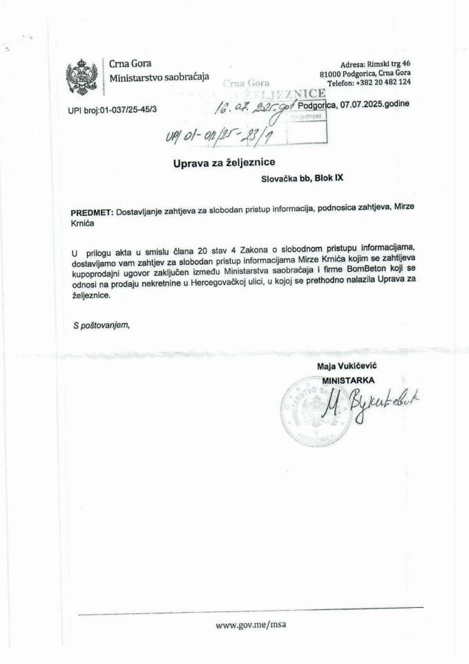 Zahtjev i Rješenje vezano za nekretninu u Hercegovačkoj ulici 17. 7. 2025.