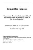 Реqуест фор Пропосал - Процуремент оф сервицес фор тхе супервисион оф тхе цонструцтион оф тхе елементарy сцхоол ин Цитy Кварт, Подгорица"