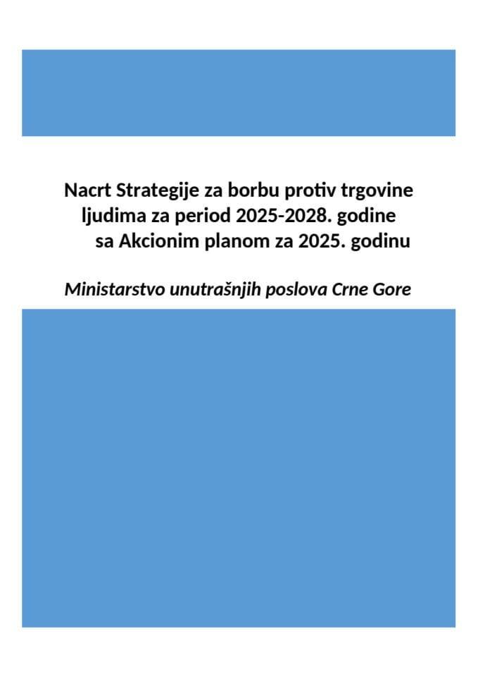 Nacrt Strategije za borbu protiv trgovine ljudima za period 2025-2028.