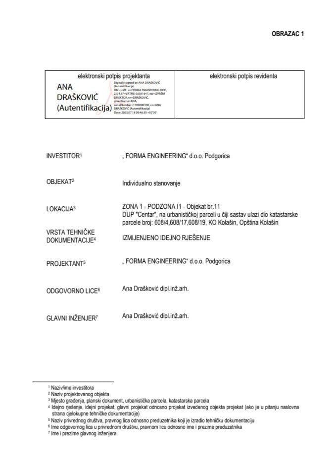 Idejna rješenja - 21.07.2025 IR Forma Engineering Doo Podgorica- Opština Kolašin