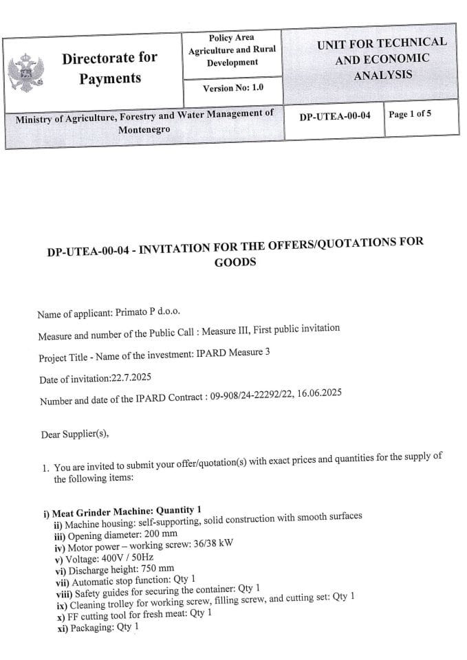 Pozivi za ponude 1, engleski