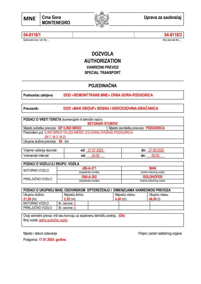 REMONTTRANS MNE 04-8118-MAK GROUP
