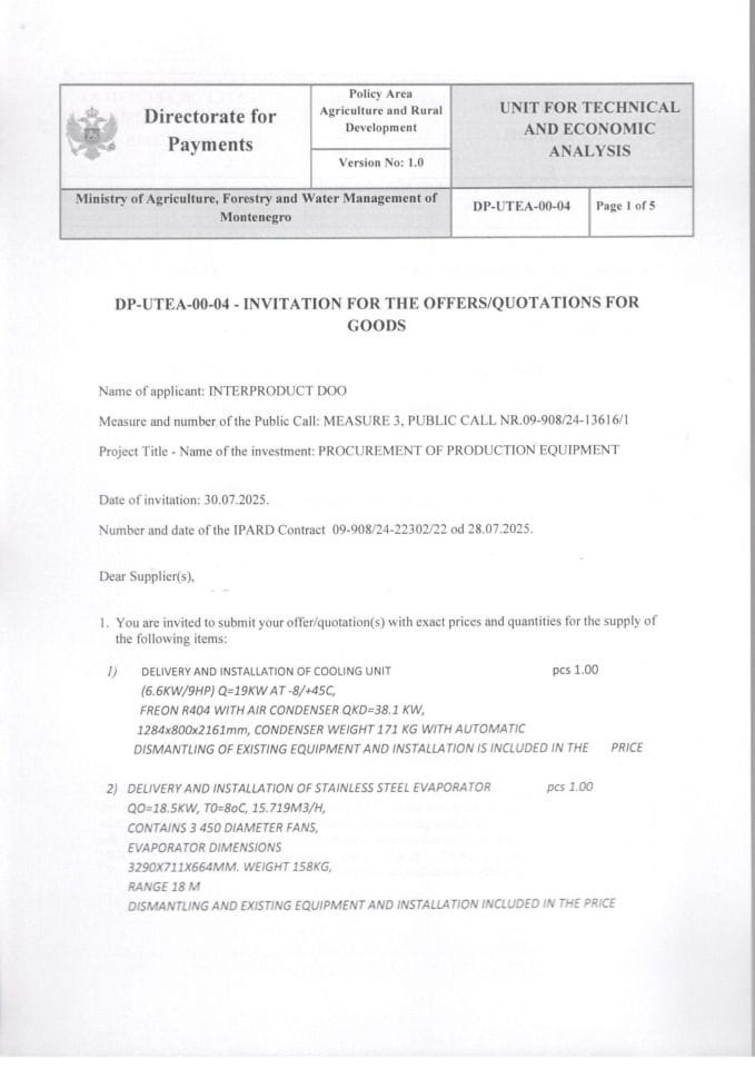 Poziv za dost ponuda engleski