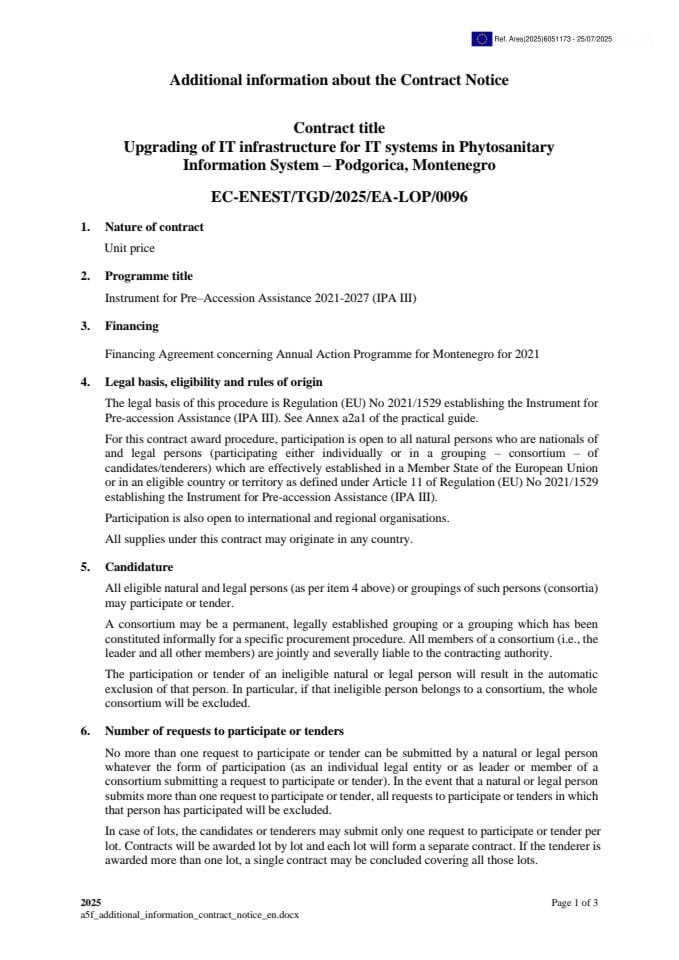 Аддитионал информатион абоут тхе Цонтрацт Нотице