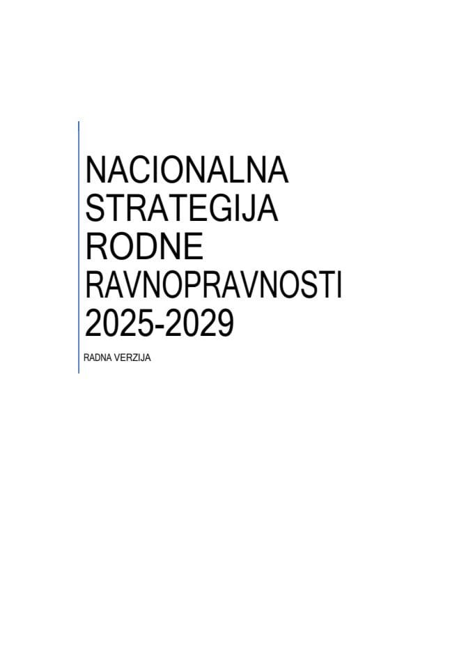 Predlog nacionalne strategije rodne ravnopravnosti 2025-2029. godine sa Predlogom akcionog plana za 2025-2026. godinu
