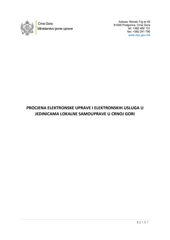 Predlog procjene elektronske uprave i elektronskih usluga u jedinicama lokalne samouprave u Crnoj Gori