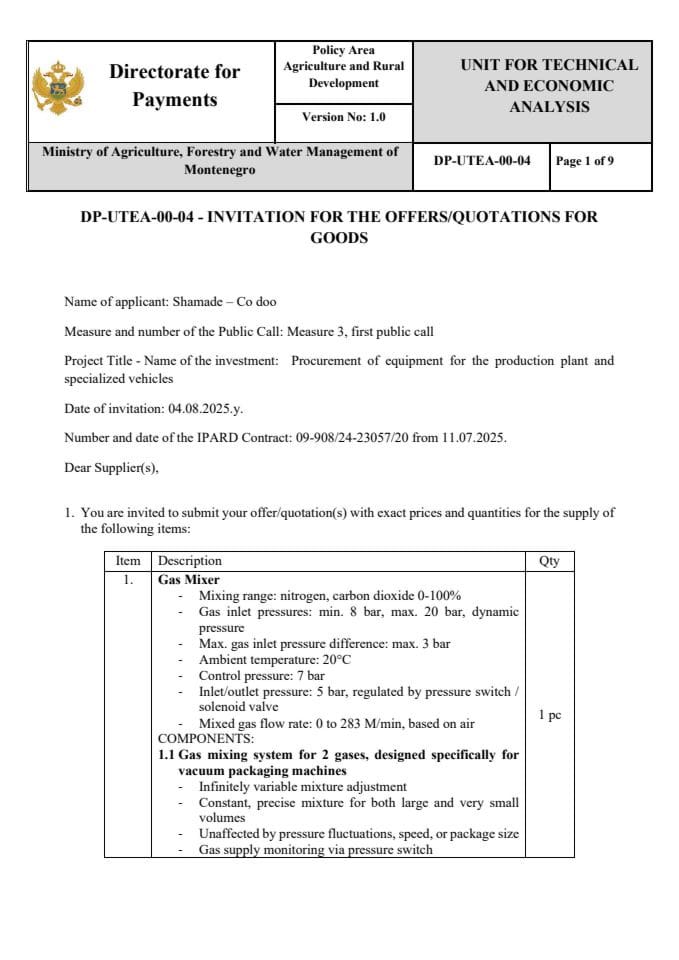 инвитатион-фор-тхе-офферс-qуотатионс-фор-гоодс_12_Еqуипмент фор продуцтион фацилитy