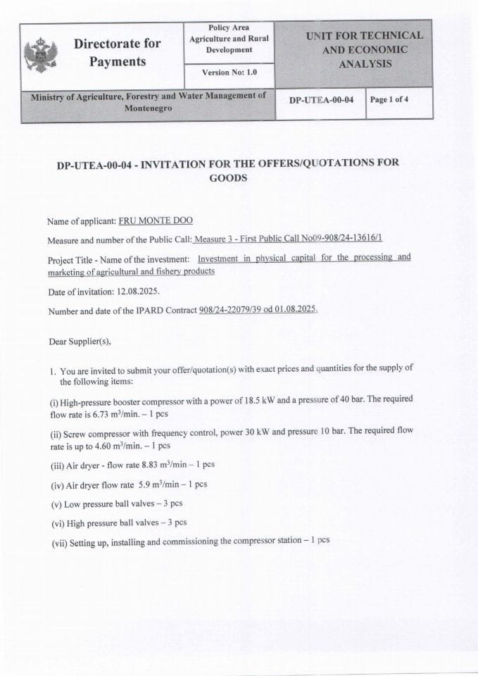 invitation-for-the-offers-quotations-for-compressor