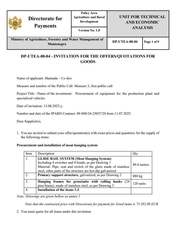 invitation-for-the-offers-quotations-for-goods_7_Meat hanging (Glazing) system