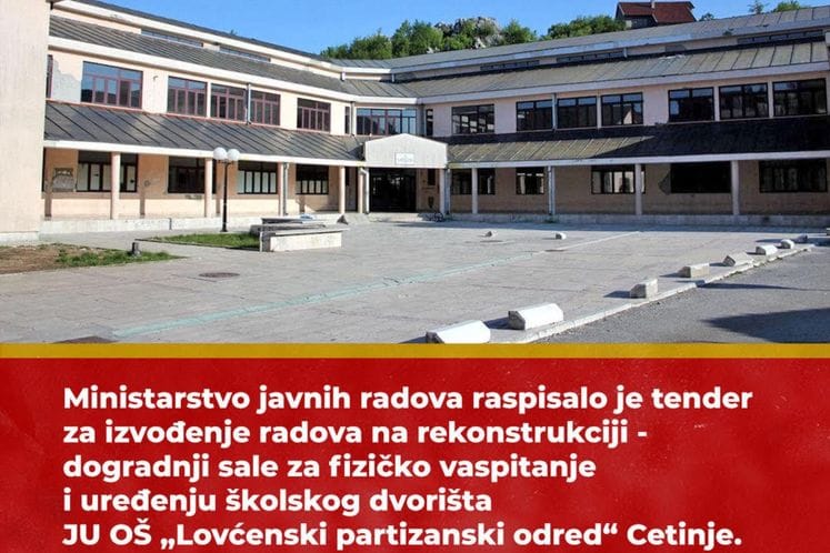 Raspisana javna nabavka za izvođenje radova na rekonstrukciji – dogradnji sale za fizičko vaspitanje i uređenju školskog dvorišta JU OŠ „Lovćenski partizanski odred“ Cetinje