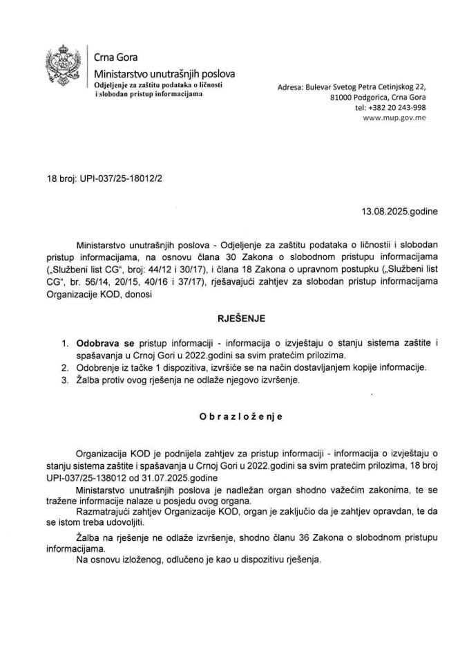 rješenje br. 18-UPI-037/25-18012/2