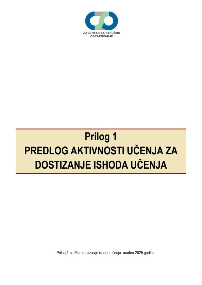 2025. Прилог 1-Активности учења за достизање исхода учења