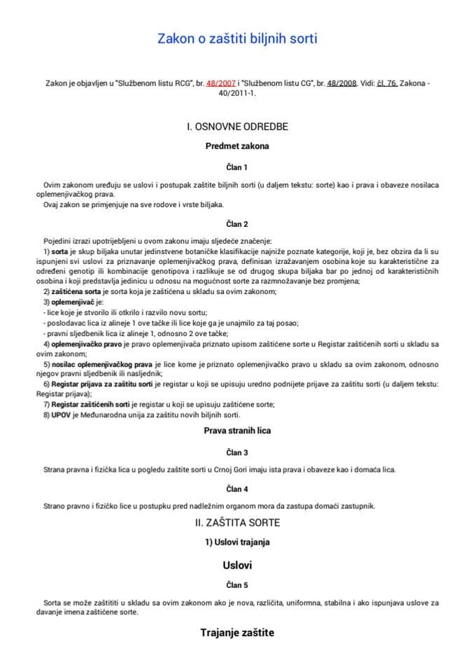 Zakon o zaštiti biljnih sorti