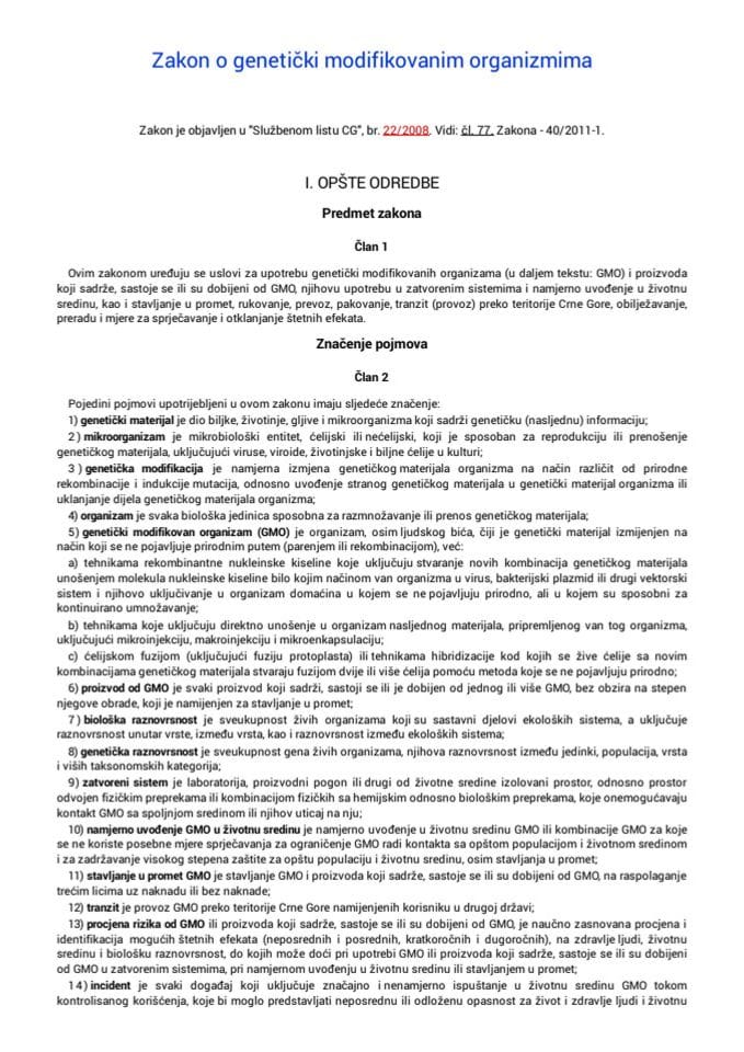 Zakon o geneticki modifikovanim organizmima