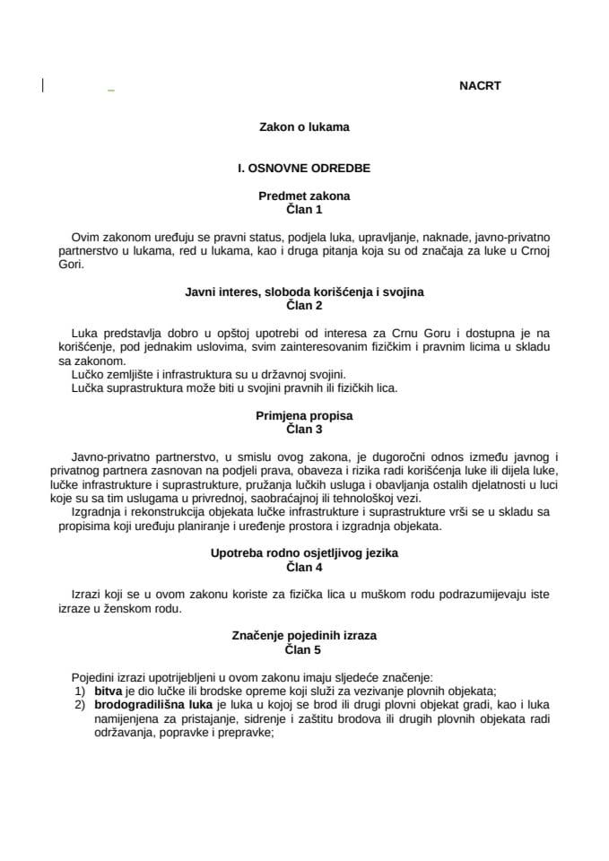 Nacrt Zakon o lukama FINAL