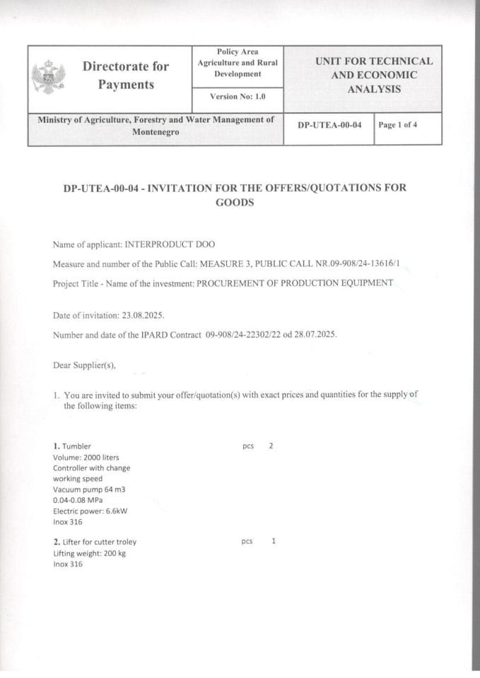 Poziv za dostavljanje ponuda ENGL