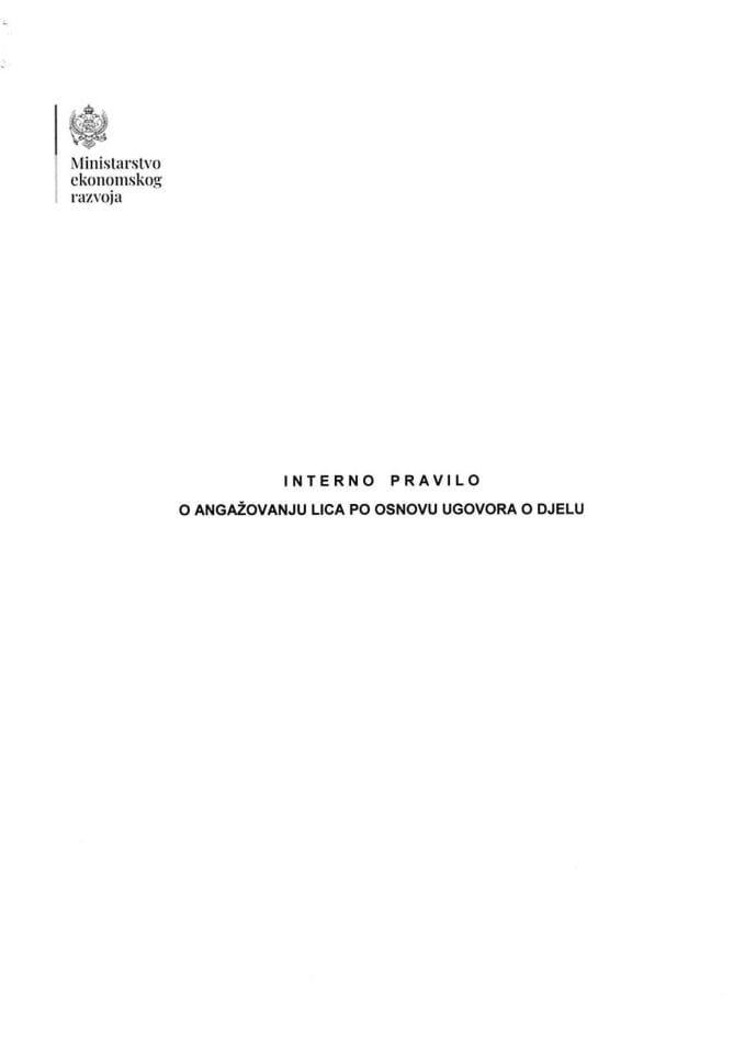 Interna pravila Ministarstva ekonomskog razvoja 2025