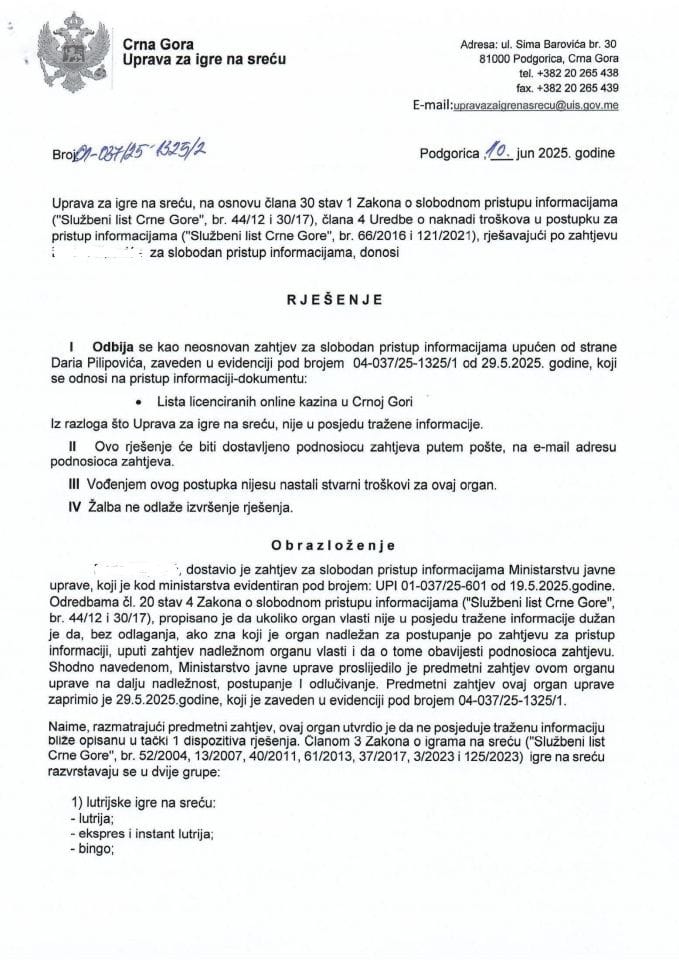 Rješenje 1325-2 10.06.2025