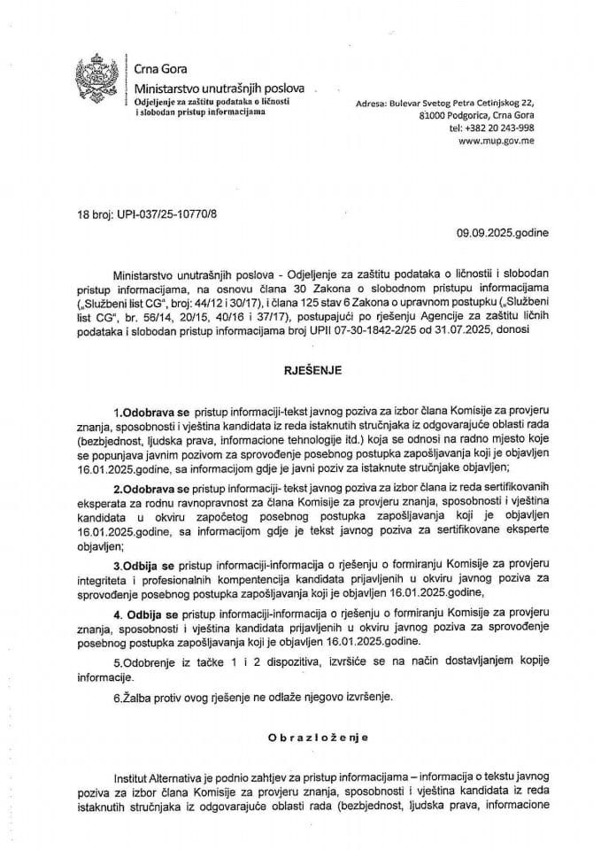 rješenje br. 18-UPI-037/25-10770/8