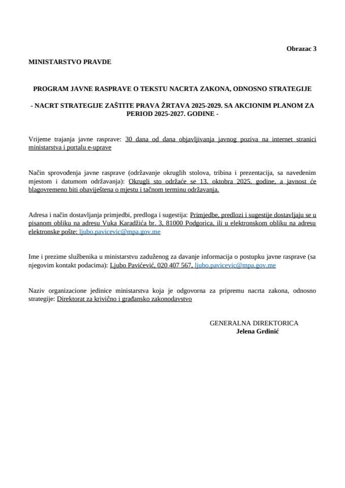 3. Програм јавне расправе_Нацрт стратегије заштите права жртава