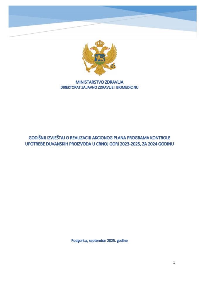 Годишњи извјештај о реализацији Акционог плана Програма контроле употребе дуванских производа у Црној Гори 2023-2025, за 2024. годину
