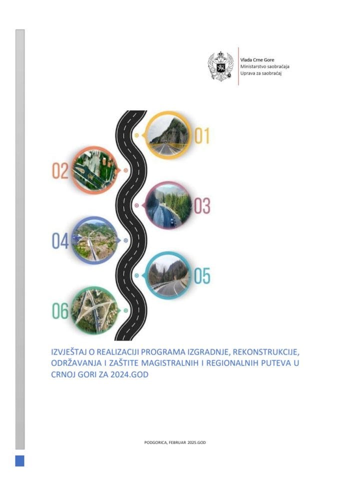 Izvještaj o realizaciji programa izgradnje, rekonstrukcije, održavanja i zaštite magistralnih i regionalnih puteva u Crnoj Gori za 2024. godinu