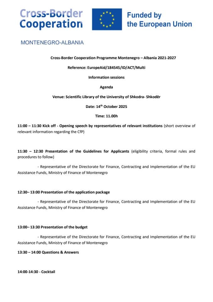 Agenda CBC MNE-ALB Skadar