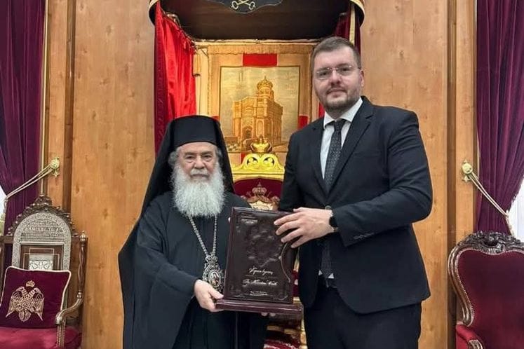 Potpredsjednik Koprivica sastao se u Jerusalimu sa Njegovom Svetošću Patrijarhom jerusalimskim Teofilom III Potpredsjednik Koprivica sastao se u Jerusalimu sa Njegovom Svetošću Patrijarhom jerusalimskim Teofilom III