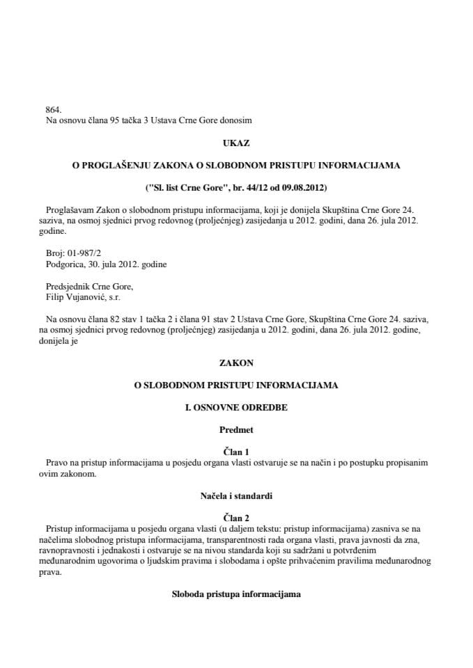 Zakon o slobodnom pristupu informacijama