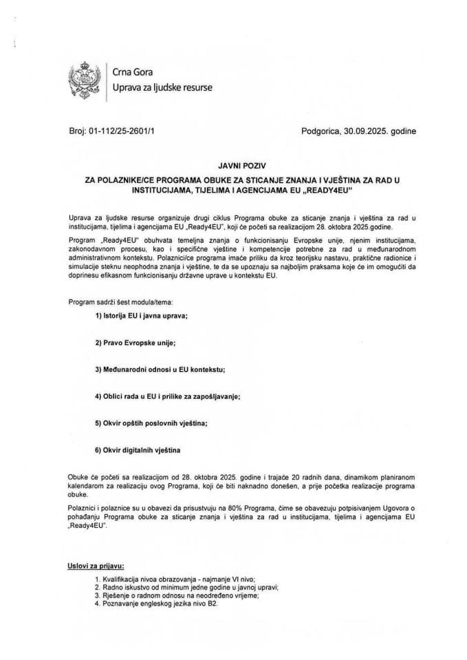 Javni pozivIIReady4EU