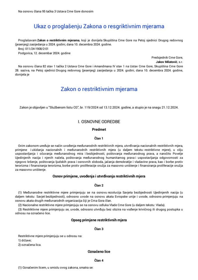 Zakon o restriktivnim mjerama
