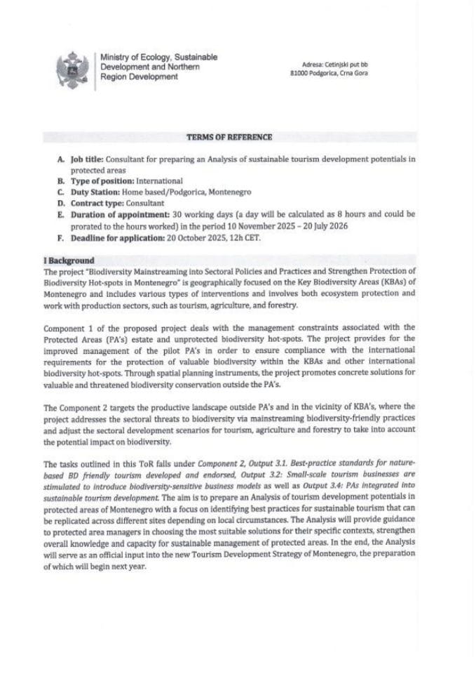 ToR Consultant for preparing an Analysis of sustainable development potentials in PAs GEF 7