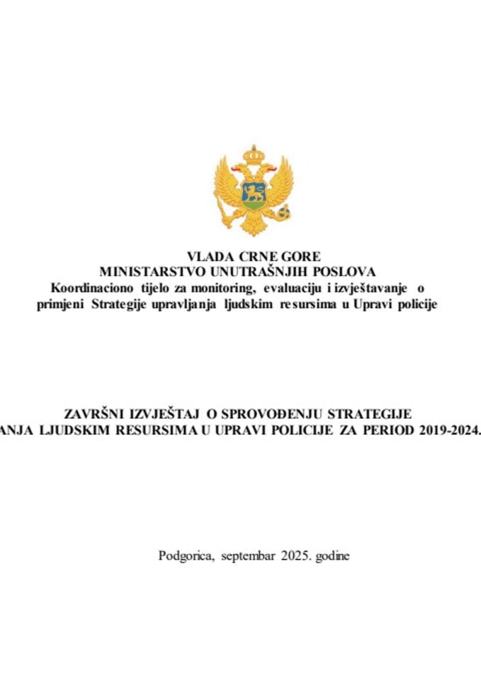 Завршни извјештај о спровођењу Стратегије управљања људским ресурсима у Управи полиције за период 2019-2024. године