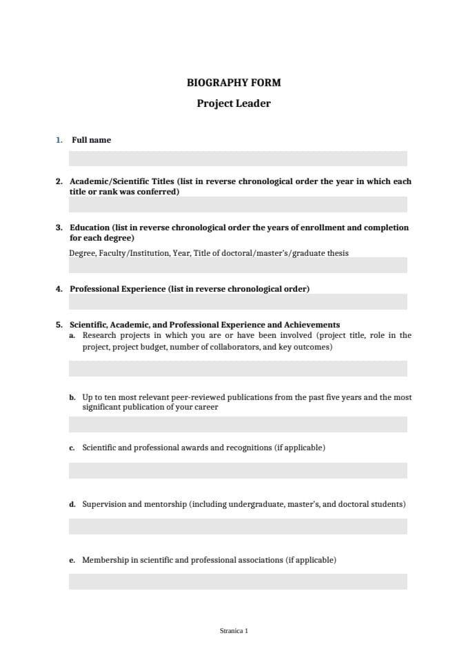 3а. Образац-за-руководиоца-руководитељку-биографија-образац - енгл