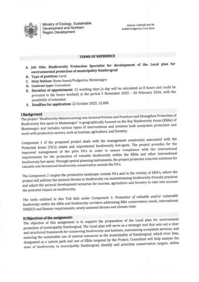 ToR_Biodiversity protection Specialist Danilovgrad