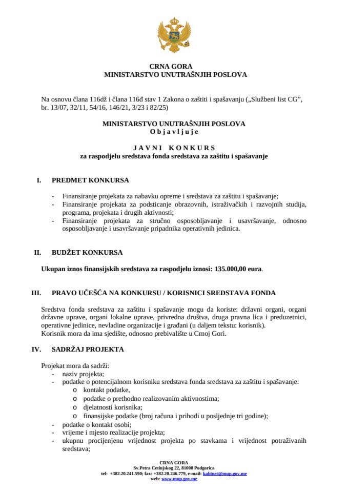 Konkurs-Fond za zaštitu i spašavanje