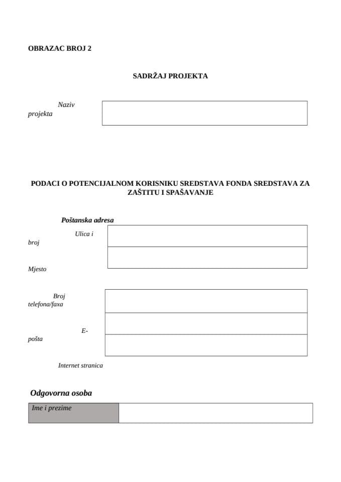 Obrazac broj 2-prijavni obrazac