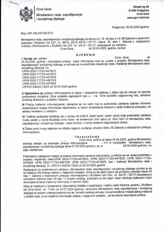 Rješenje br. UPI-152-037-25-57-2