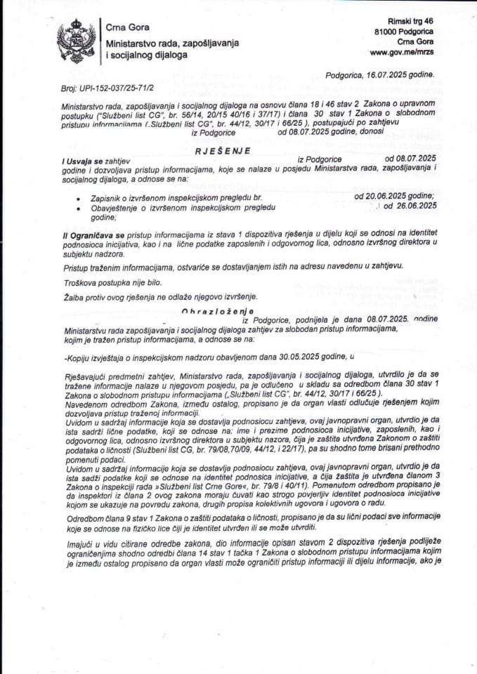 Rješenje br. UPI-152-037-25-71-2