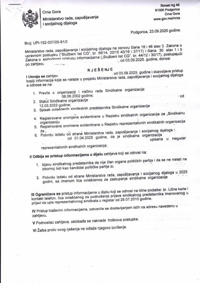 Rješenje br. UPI-152-037-25-81-2