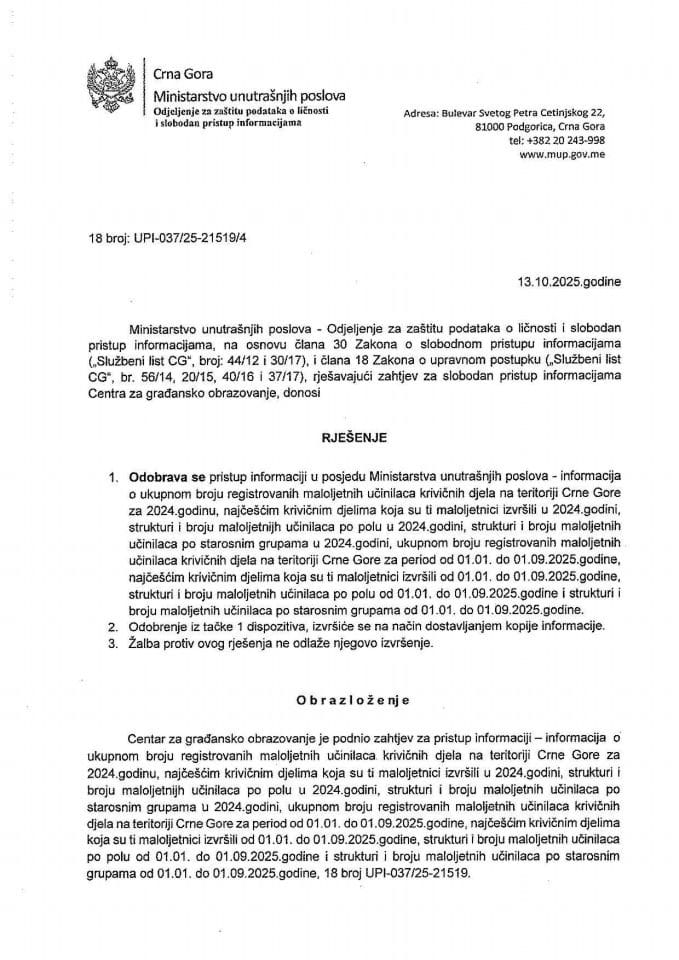 rješenje br. 18-UPI-037/25-21519/4