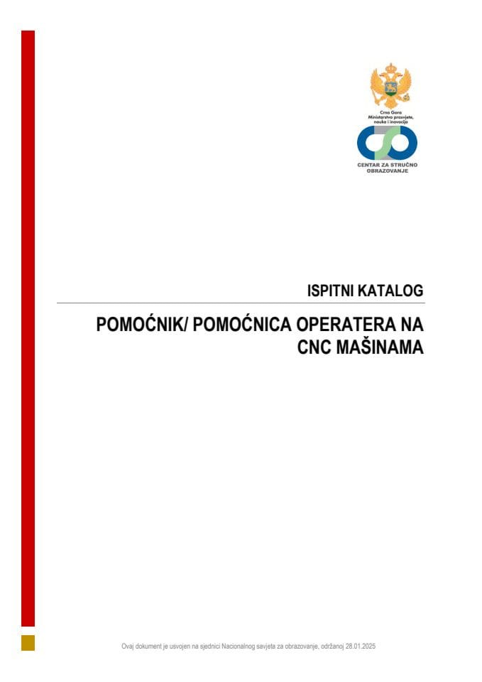 IK 050120 Pomoćnik operatera na CNC mašinama