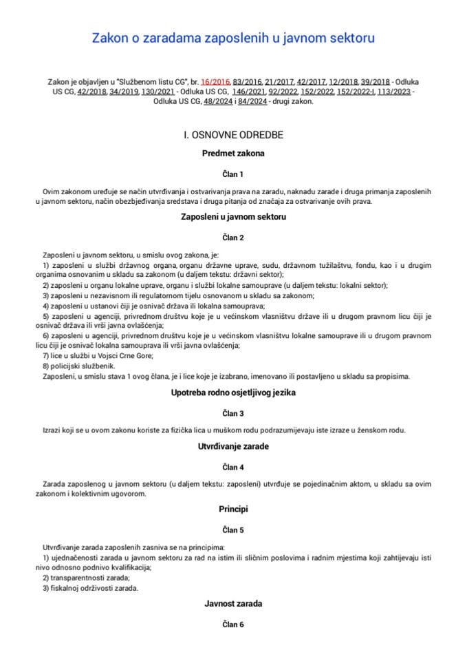 Zakon o zaradama zaposlenih u javnom sektoru